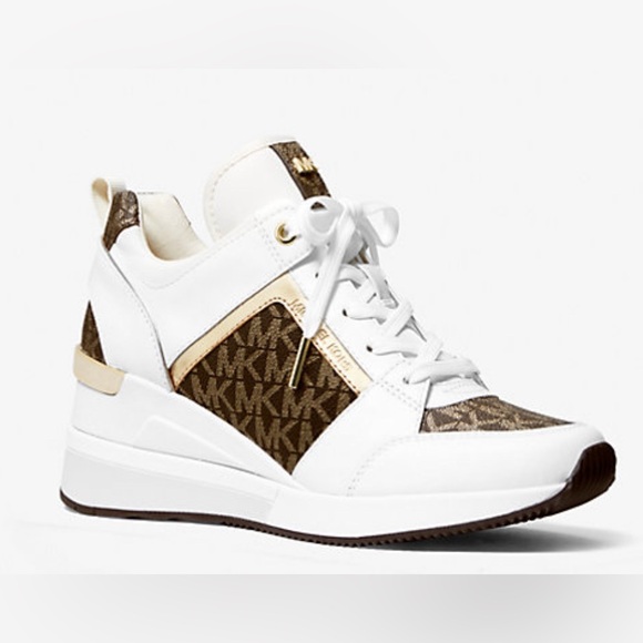 MICHAEL MICHAEL KORS Metallic Logo And Leather Trainers. Size (10). - Picture 6 of 10